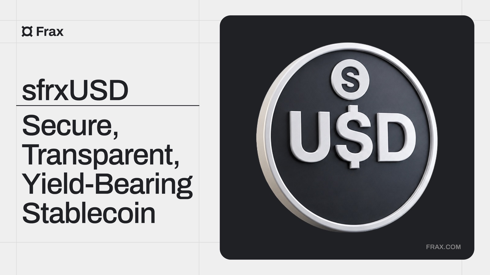 sfrxUSD: Secure, Transparent, Yield-Bearing Stablecoin, shown with the sfrxUSD coin