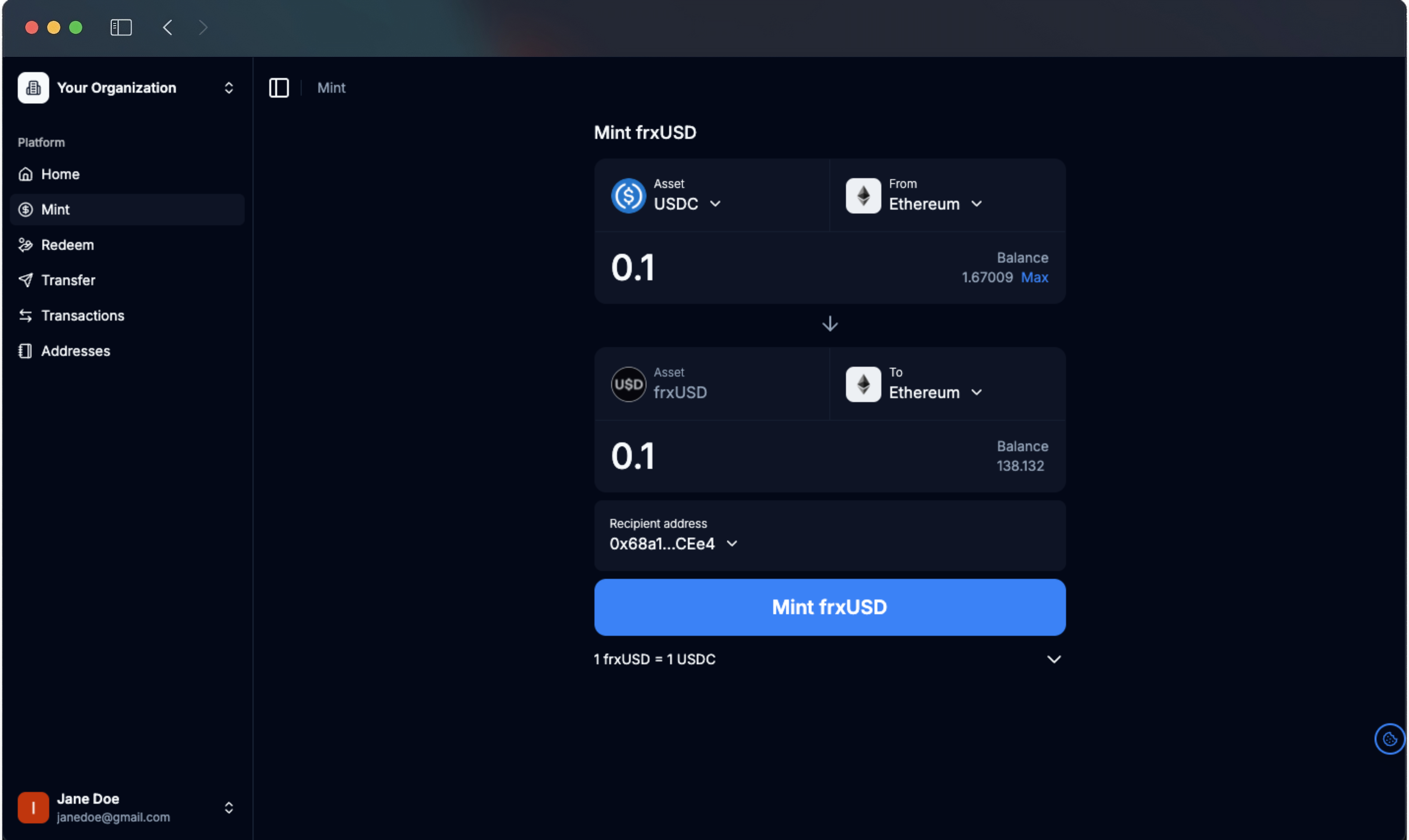 FraxNet Desktop Interface
